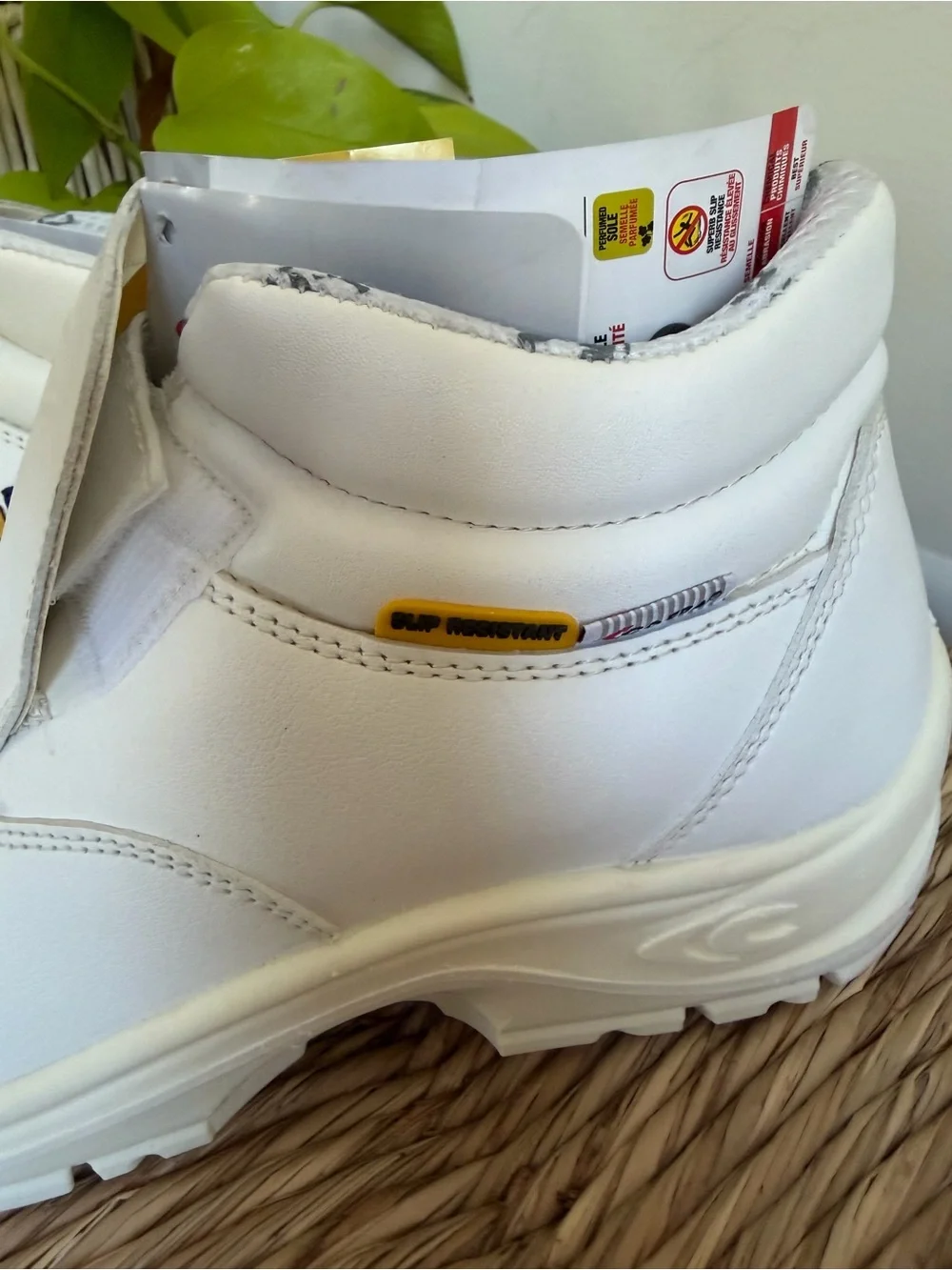 White Men’s Boat-Style Work Shoes with Secure Closure